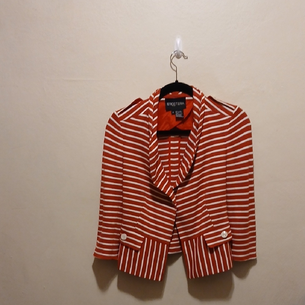 Etcetera Red and White Striped Blazer